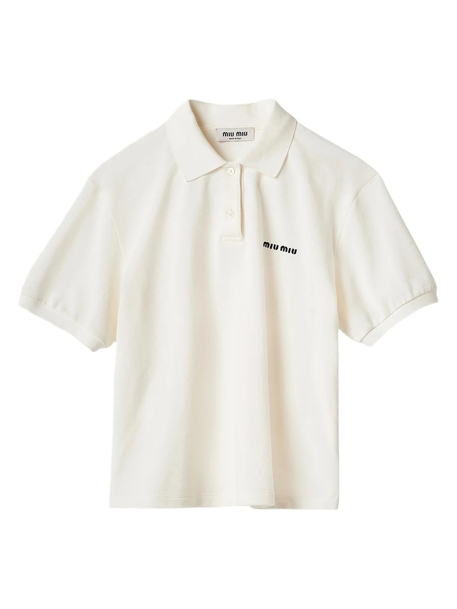 Miu Miu Short-Sleeve Cotton Piqué Polo Shirt