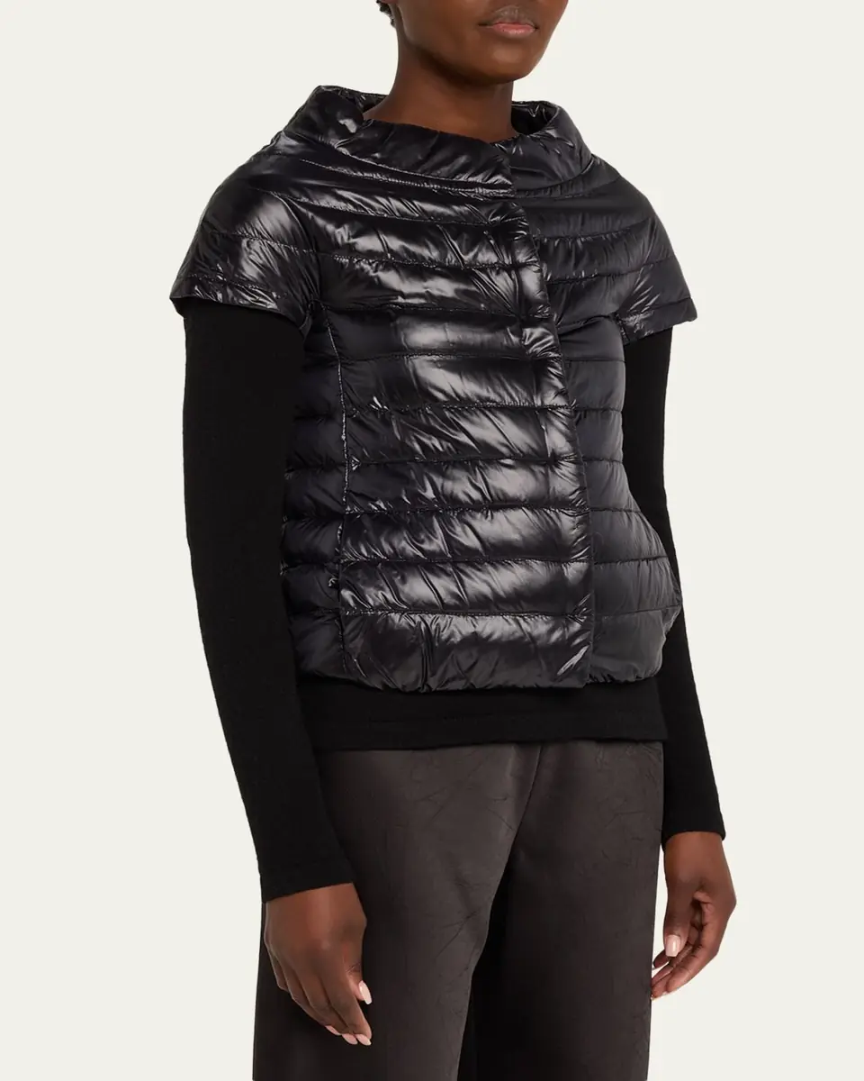 HERNO Emilia Water-Resistant Ultralight Nylon Puffer Cape | Thumbnail 4