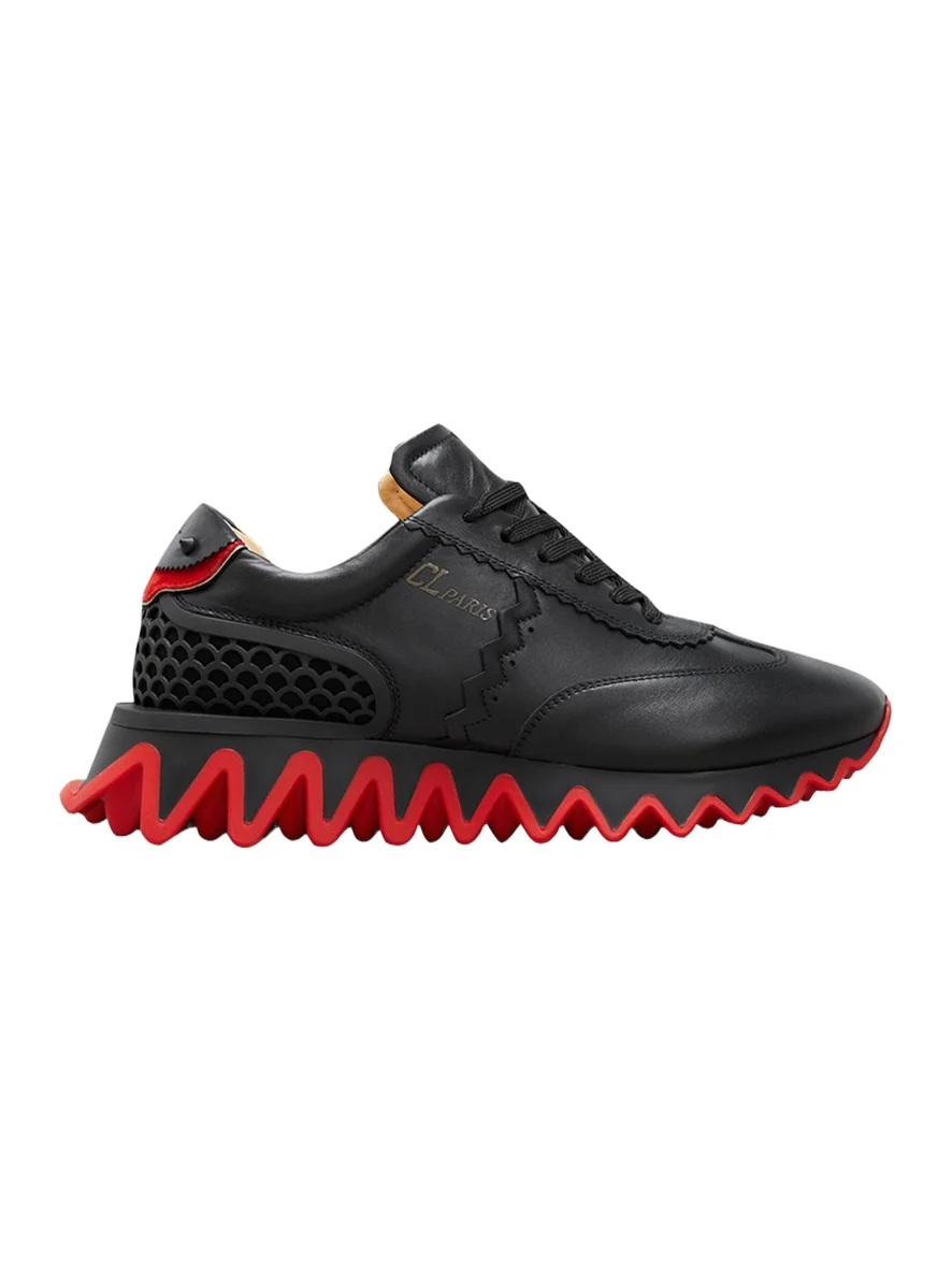 Men's Loubishark Flat Leather Red-Sole Runner Sneakers