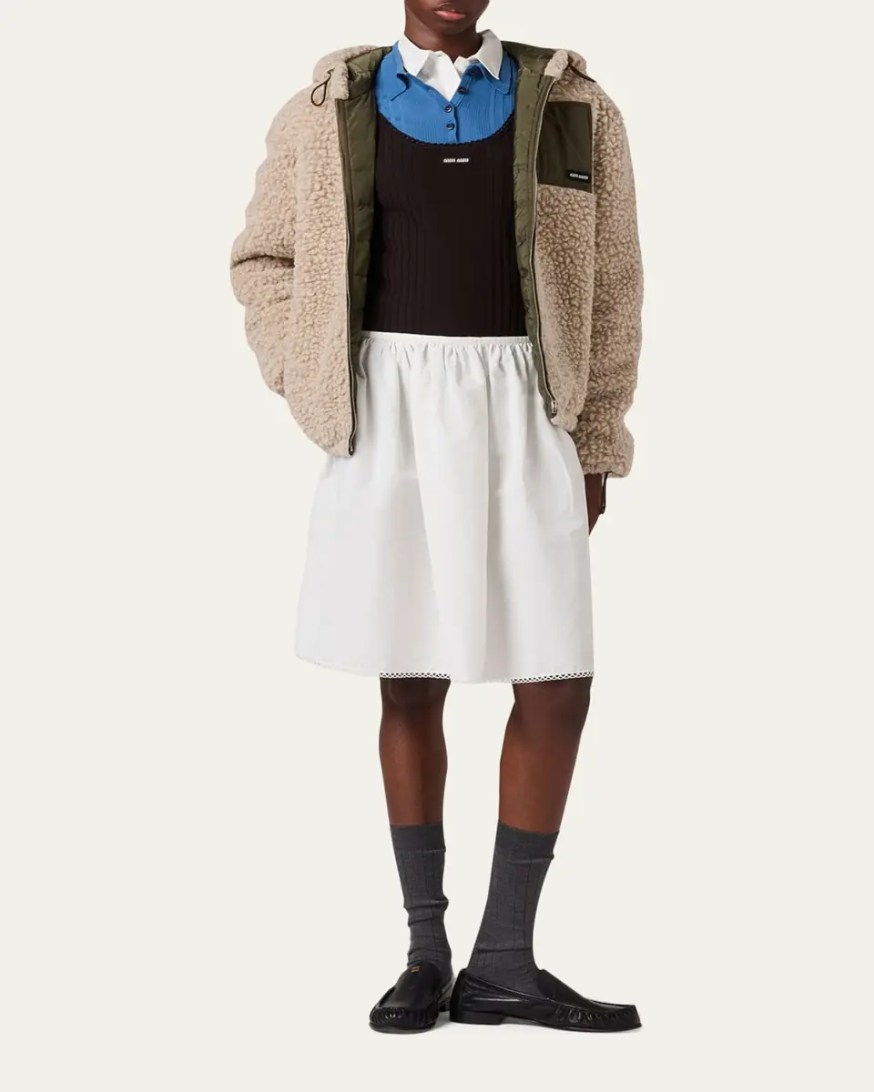 Miu Miu Fleece Hooded Puffer Jacket | Thumbnail 2 Miu Miu Fleece Hooded Puffer Jacket | Thumbnail 2