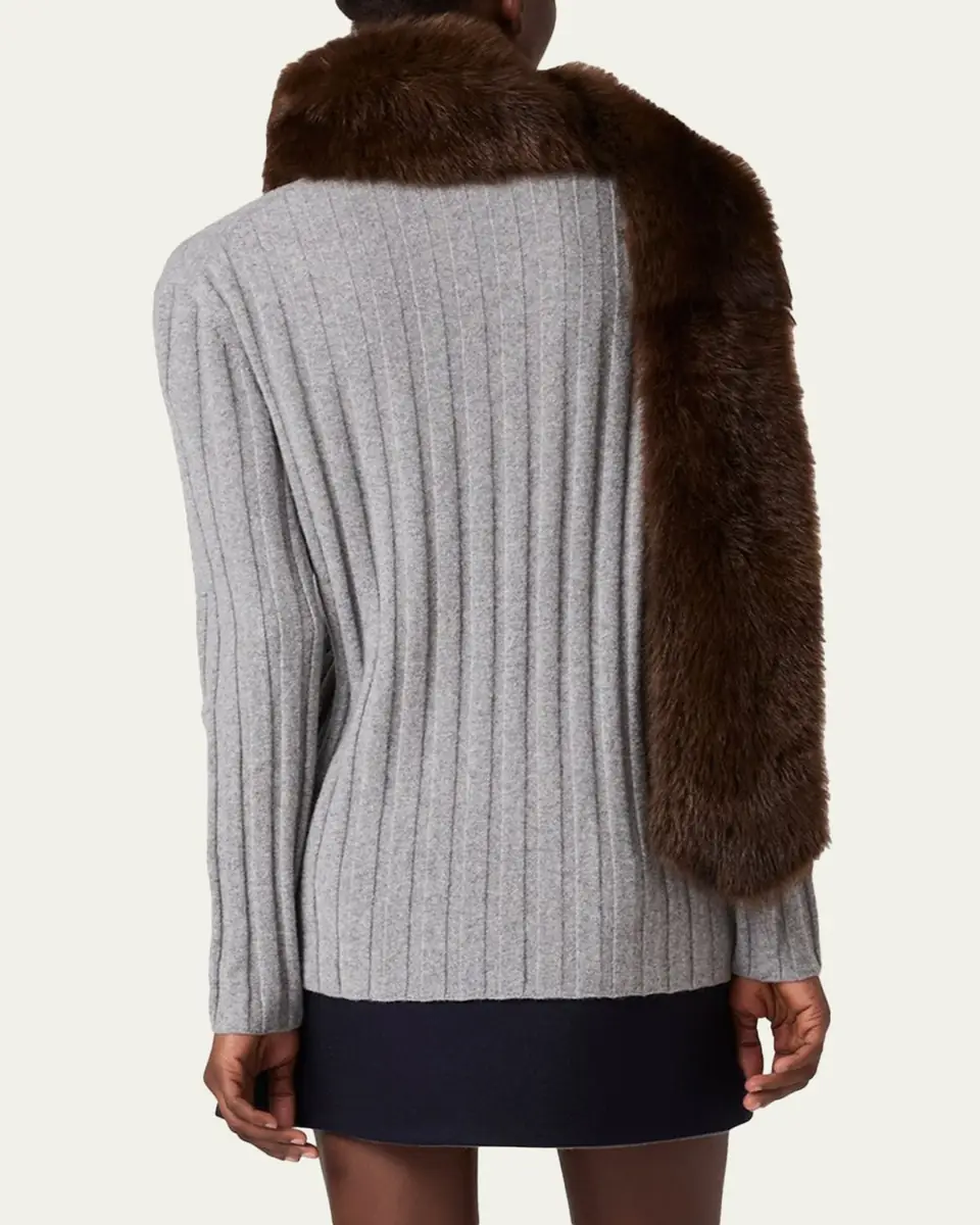 Miu Miu Cashmere-Wool Rib V-Neck Sweater | Thumbnail 3