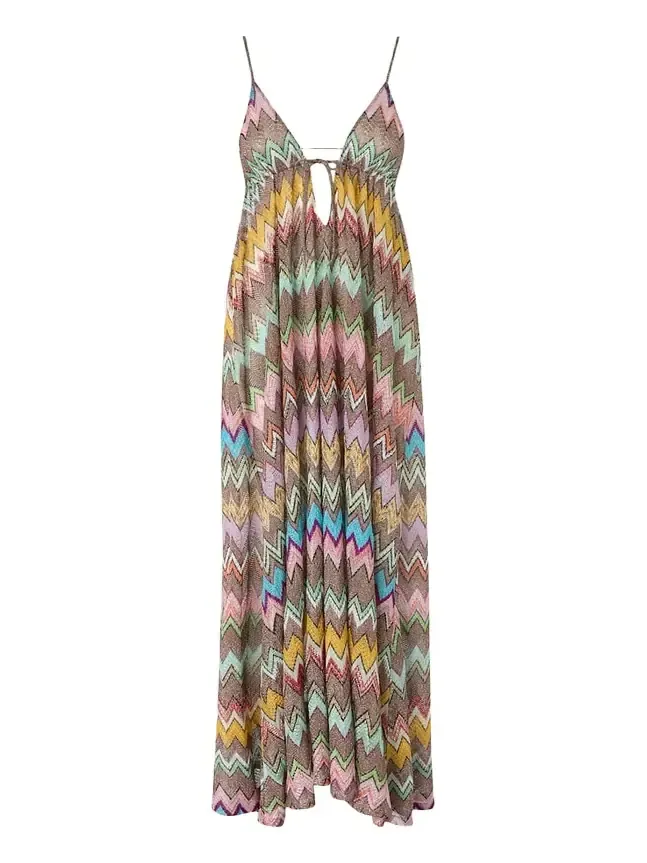 Metallic-Knit Maxi Coverup Dress