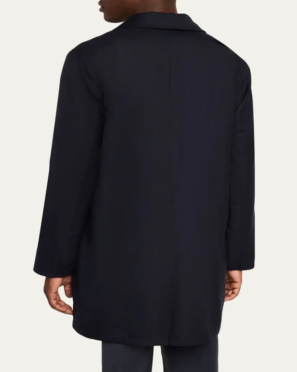 Kiton Men's Wool and Silk Birdseye Reversible Raincoat | Thumbnail 3 Kiton Men's Wool and Silk Birdseye Reversible Raincoat | Thumbnail 3