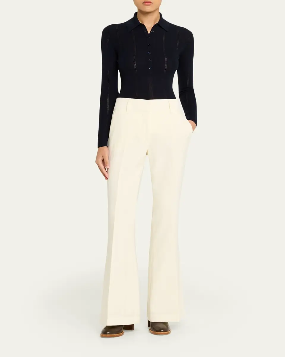 Gabriela Hearst Sophia Rib Knit Long-Sleeve Polo Shirt | Thumbnail 2