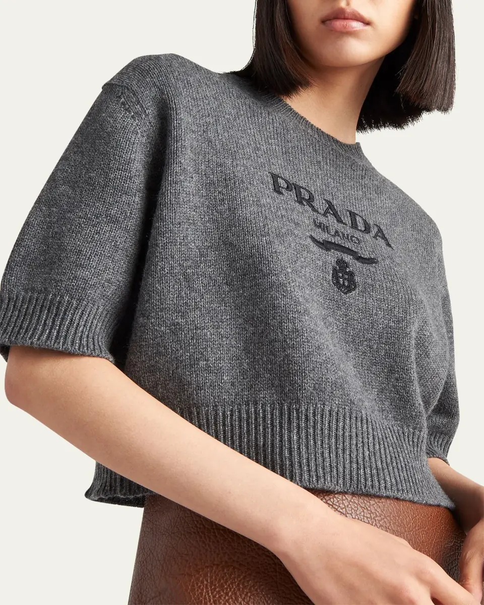 Prada Logo Cashmere Wool Shirt | Thumbnail 4