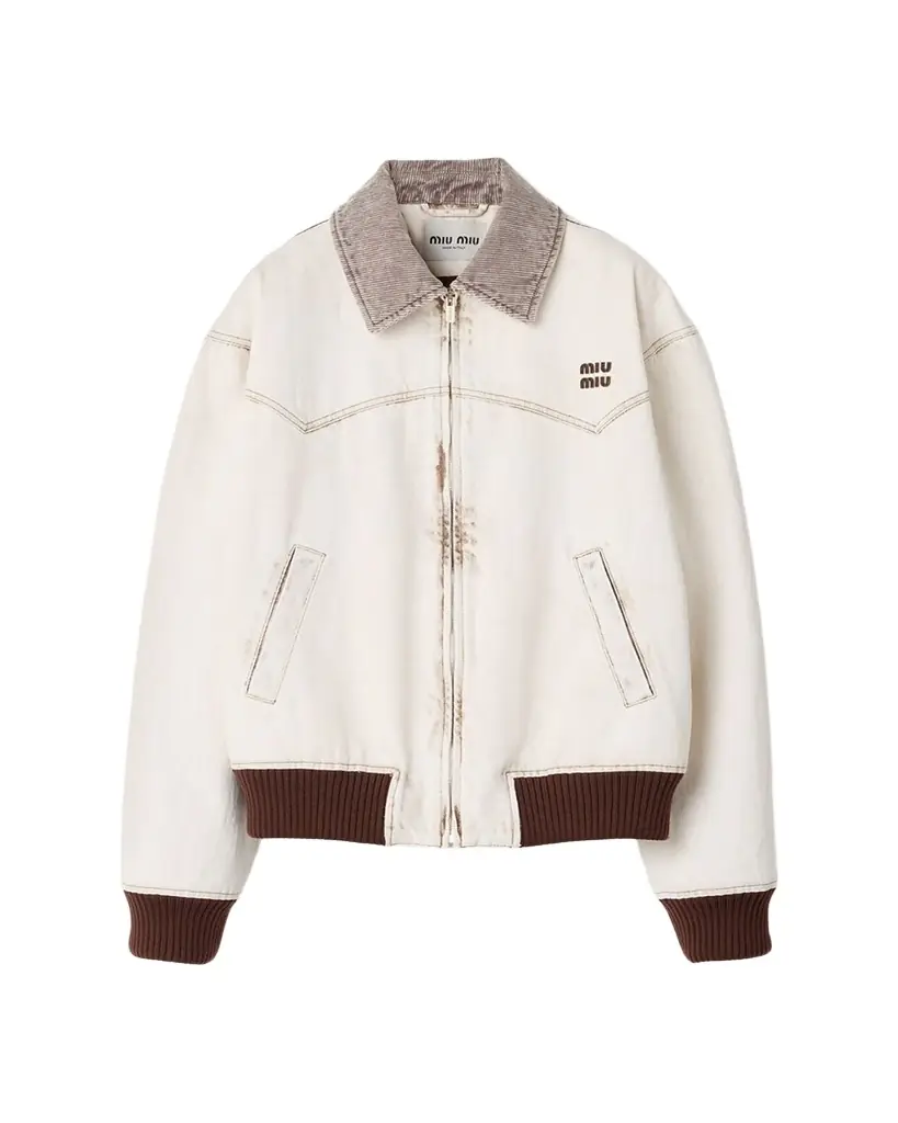 Miu Miu Corduroy-Collar Zip Western Jacket | Image 1 Miu Miu Corduroy-Collar Zip Western Jacket | Image 1
