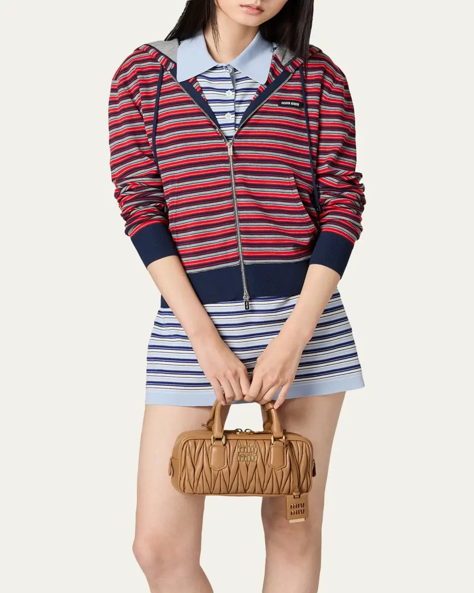 Miu Miu Striped Jersey Zip Hoodie | Thumbnail 2 Miu Miu Striped Jersey Zip Hoodie | Thumbnail 2