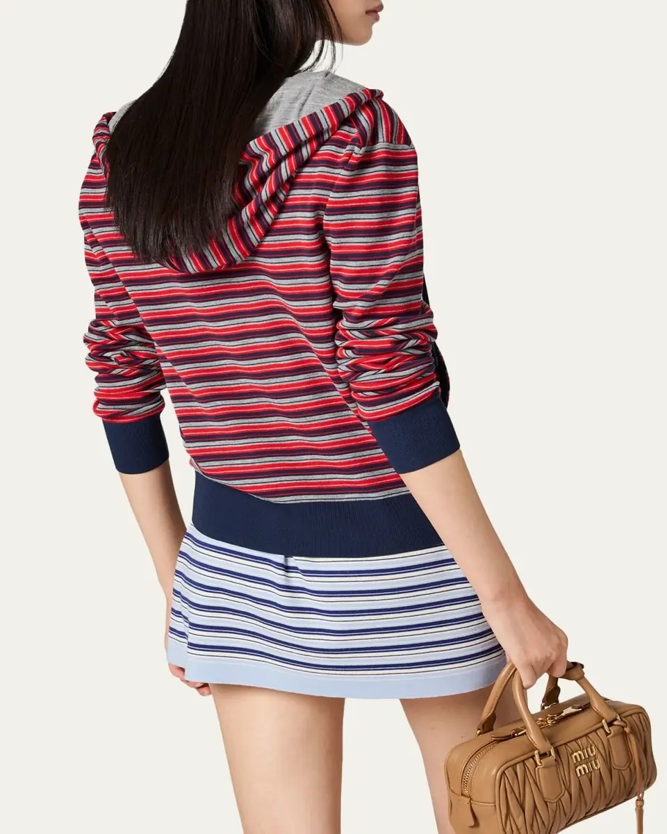 Miu Miu Striped Jersey Zip Hoodie | Thumbnail 3 Miu Miu Striped Jersey Zip Hoodie | Thumbnail 3