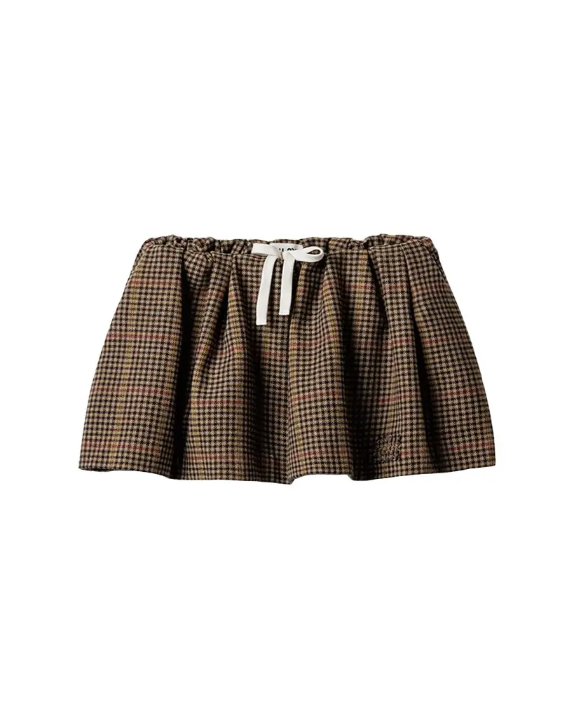 Miu Miu Check Wool Drawstring Mini Skirt | Image 1 Miu Miu Check Wool Drawstring Mini Skirt | Image 1
