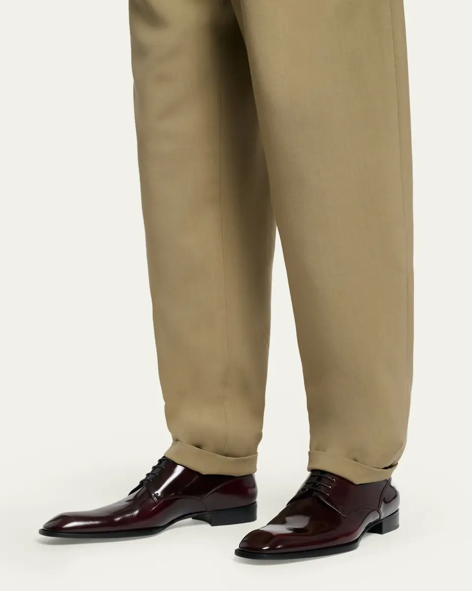 Saint Laurent Men's Stanton Glazed Leather Derby Shoes | Thumbnail 2 Saint Laurent Men's Stanton Glazed Leather Derby Shoes | Thumbnail 2