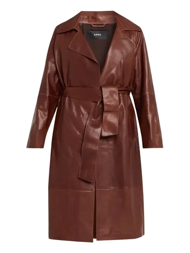 Yava Wrap-Front Leather Coat