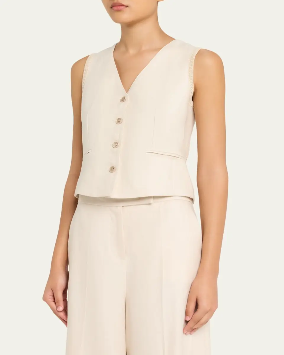 Max Mara Button-Down Mixed Media Vest | Thumbnail 4 Max Mara Button-Down Mixed Media Vest | Thumbnail 4
