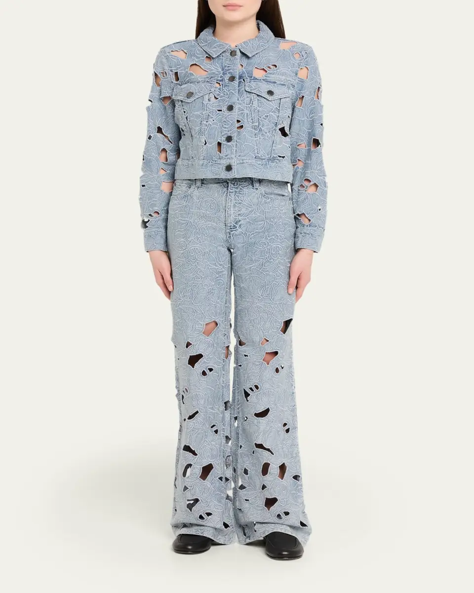 ALICE + OLIVIA Chloe Laser-Cut Denim Jacket | Thumbnail 2 ALICE + OLIVIA Chloe Laser-Cut Denim Jacket | Thumbnail 2
