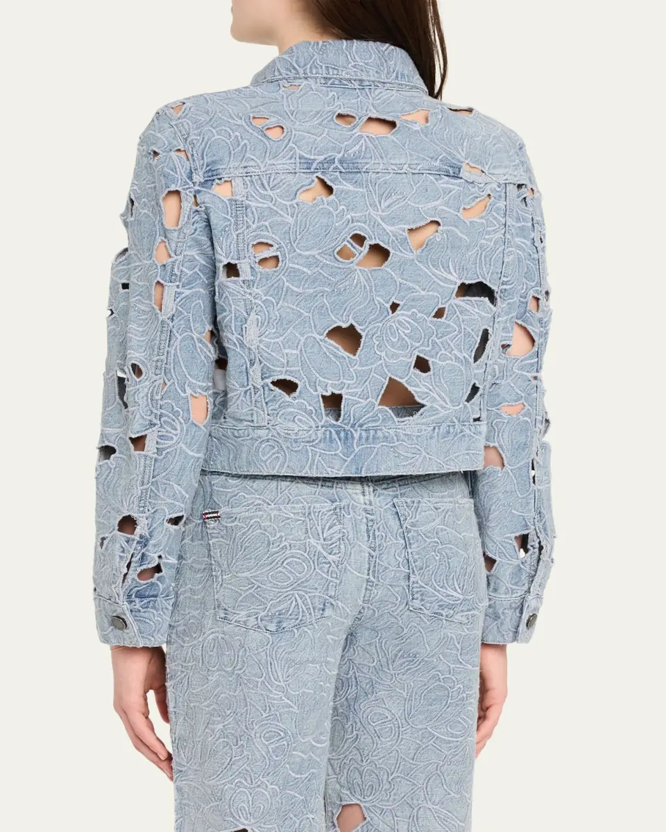 ALICE + OLIVIA Chloe Laser-Cut Denim Jacket | Thumbnail 3 ALICE + OLIVIA Chloe Laser-Cut Denim Jacket | Thumbnail 3