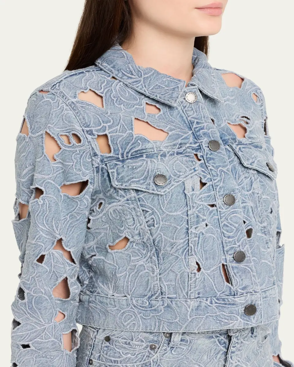 ALICE + OLIVIA Chloe Laser-Cut Denim Jacket | Thumbnail 5 ALICE + OLIVIA Chloe Laser-Cut Denim Jacket | Thumbnail 5