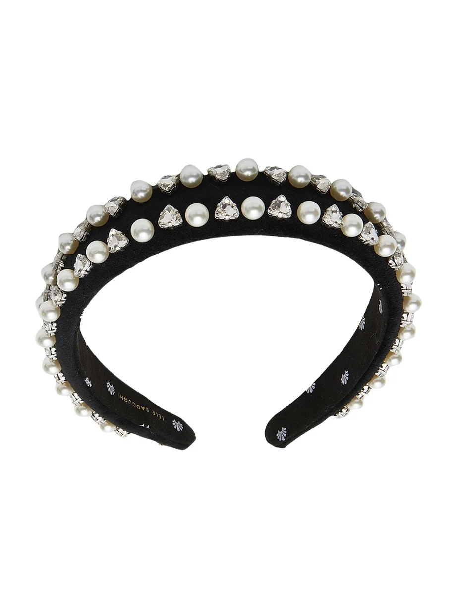 Lele Sadoughi Charlotte Geo Crystal & Faux Pearl Headband