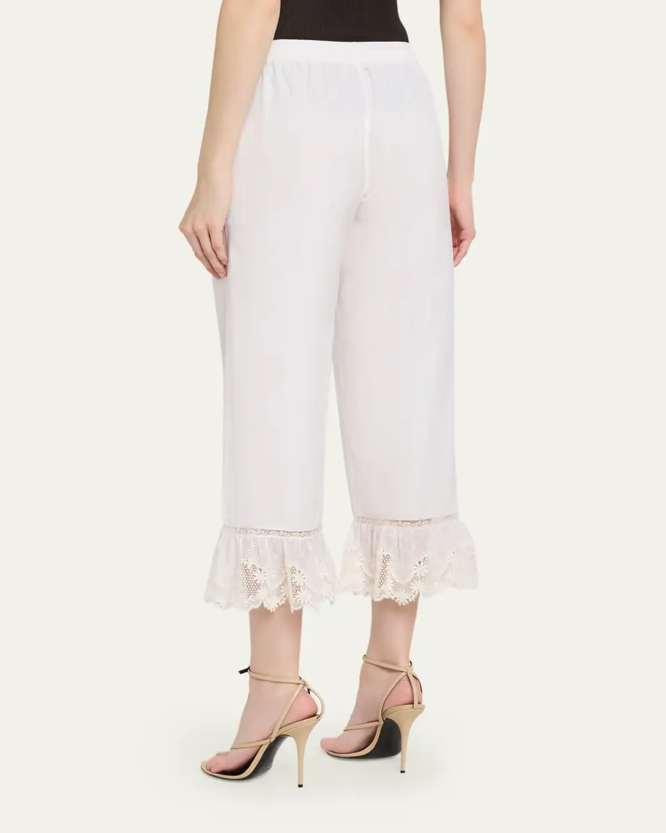 Saint Laurent Broderie Anglaise Ruffle Straight-Leg Crop Pants | Thumbnail 3 Saint Laurent Broderie Anglaise Ruffle Straight-Leg Crop Pants | Thumbnail 3
