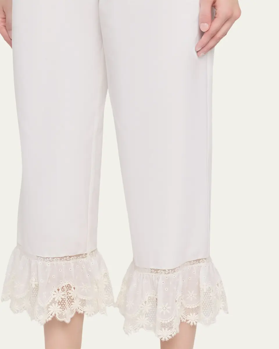 Saint Laurent Broderie Anglaise Ruffle Straight-Leg Crop Pants | Thumbnail 5 Saint Laurent Broderie Anglaise Ruffle Straight-Leg Crop Pants | Thumbnail 5