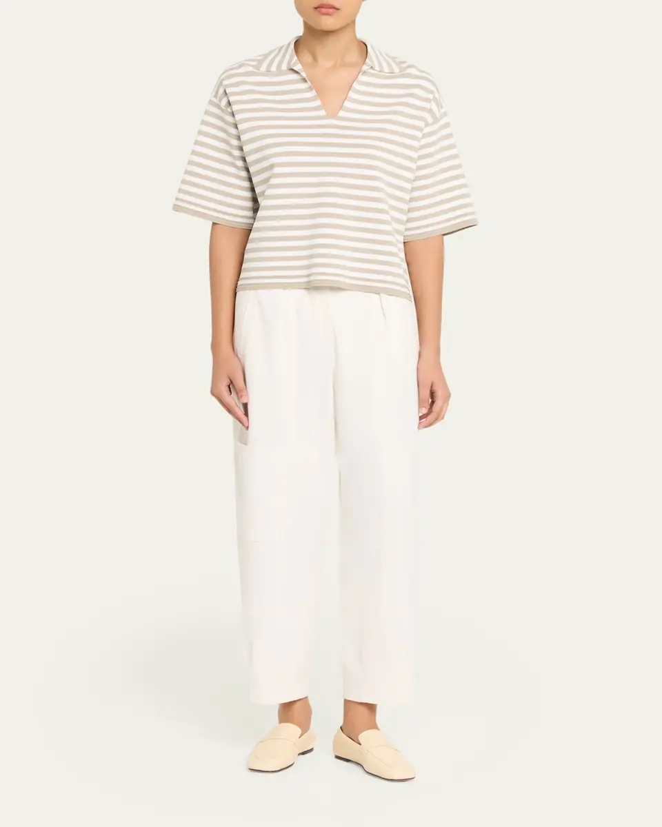 Max Mara Striped Short-Sleeve Oversized Polo Top | Thumbnail 2 Max Mara Striped Short-Sleeve Oversized Polo Top | Thumbnail 2