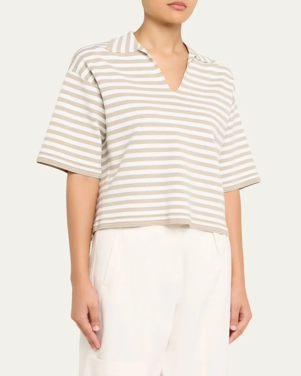 Max Mara Striped Short-Sleeve Oversized Polo Top | Thumbnail 4 Max Mara Striped Short-Sleeve Oversized Polo Top | Thumbnail 4