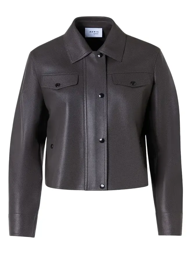 Perforated Leather Short Jacket Perforated Leather Short Jacket