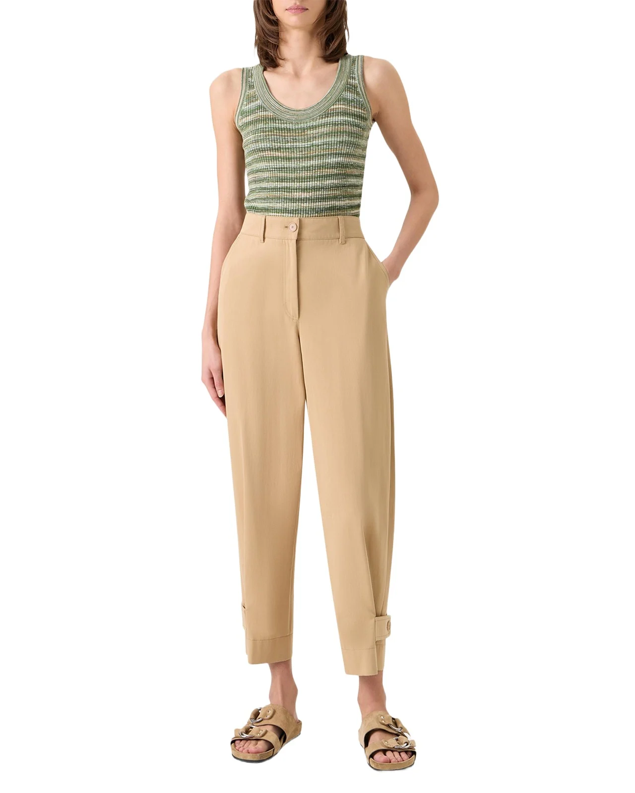 Scoop-Neck Space Dye Merino Wool Rib Tank Top Scoop-Neck Space Dye Merino Wool Rib Tank Top