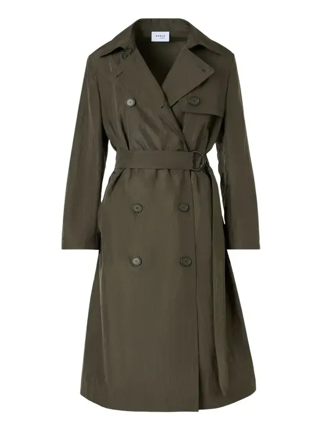 Akris punto Double-Breasted Crinkled Parachute Taffeta Belted Trench Coat
