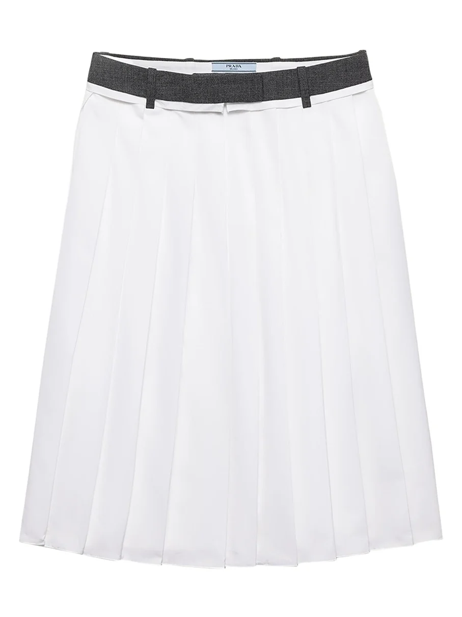 Pleated Poplin And Rush Stitch Midi Skirt Pleated Poplin And Rush Stitch Midi Skirt