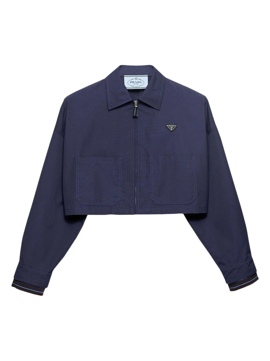 Prada Patch-Pocket Cotton Crop Zip Jacket