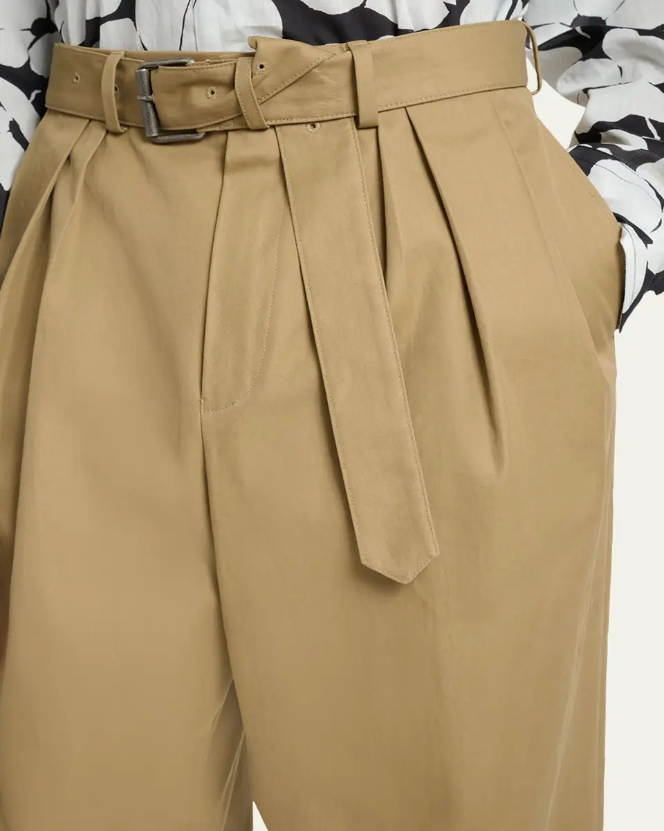 Dries Van Noten Men's Belted Loose Cotton Trousers | Thumbnail 5 Dries Van Noten Men's Belted Loose Cotton Trousers | Thumbnail 5