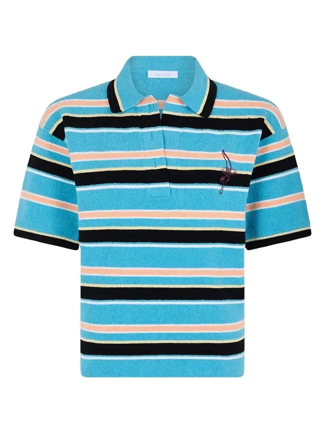 Stripe Towelling Polo Shirt