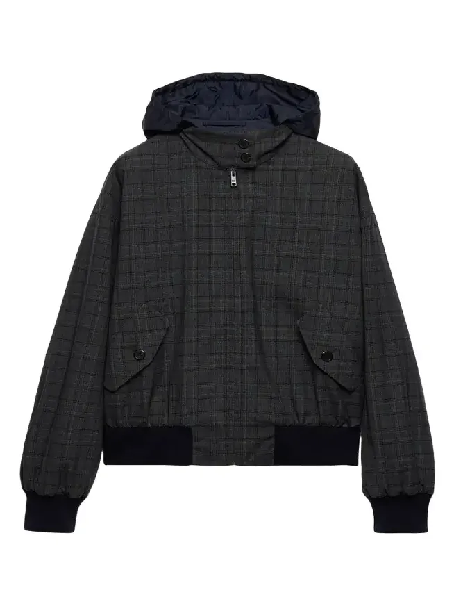 Prince Of Wales Checked Wool Jacket With Hood Prince Of Wales Checked Wool Jacket With Hood