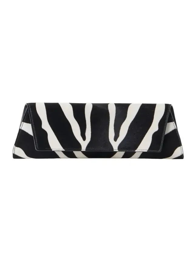 Small Zebra-Print Calf Hair Clutch Bag