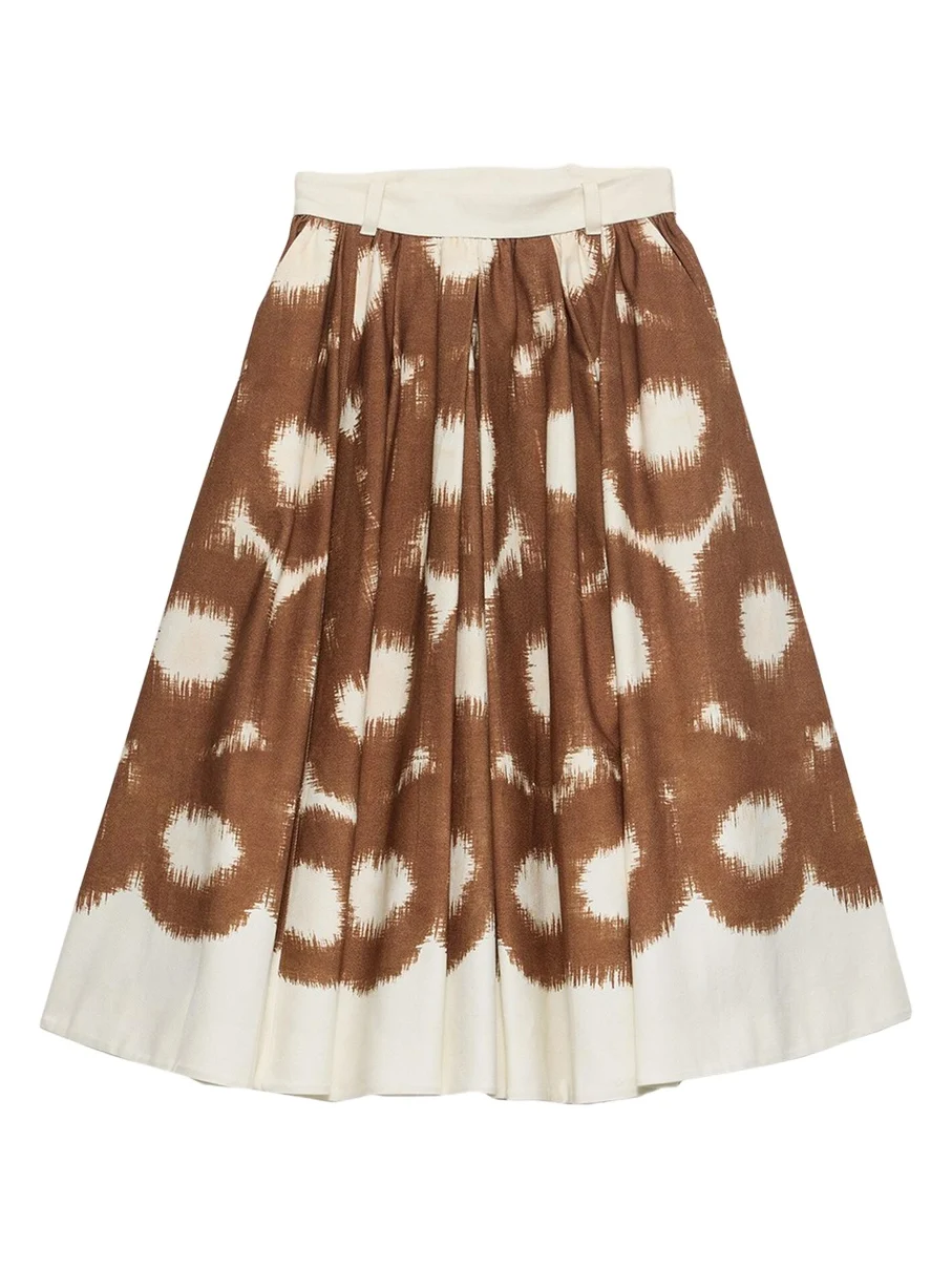 Prada Abstract-Print Canvas Pleated A-Line Skirt