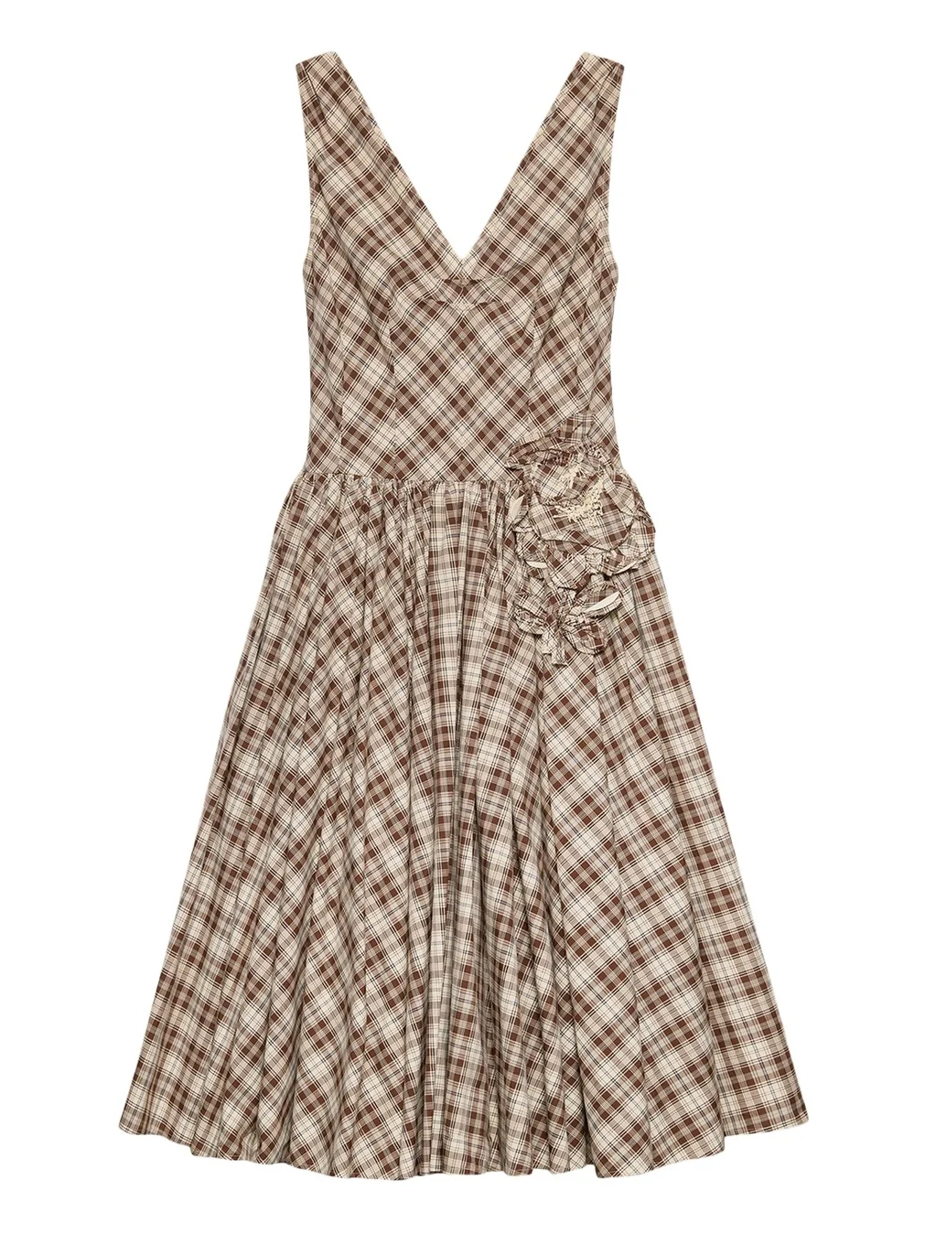 Embroidered Check Cotton Poplin Midi Dress Embroidered Check Cotton Poplin Midi Dress