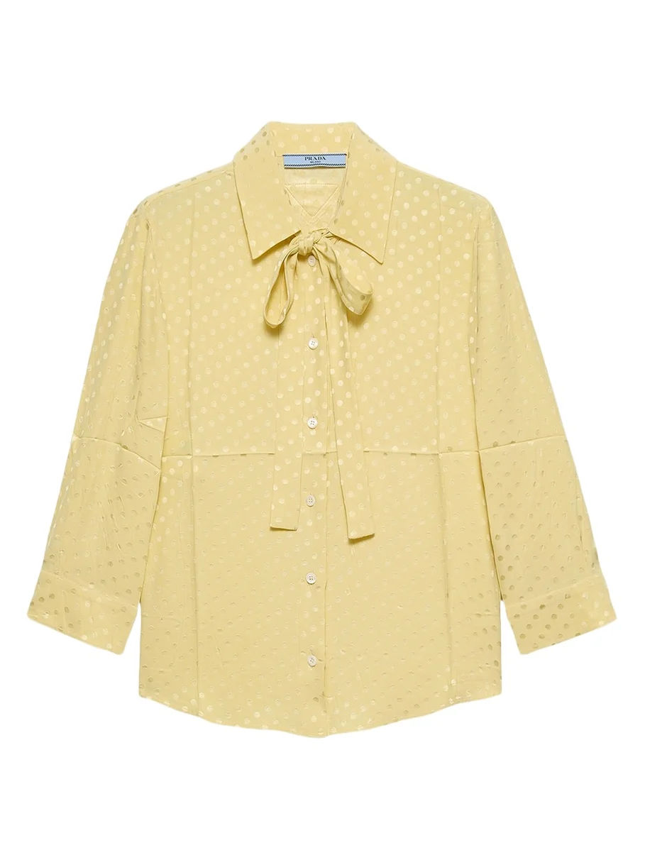 Prada Polka-Dot Silk Satin Shirt