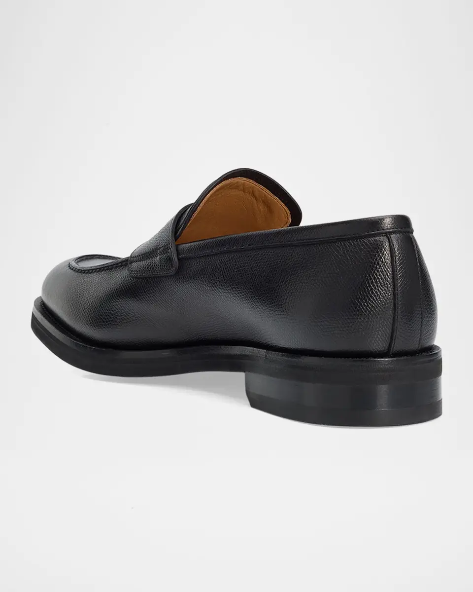 Ferragamo Men's Hammered Leather Penny Loafers | Thumbnail 4 Ferragamo Men's Hammered Leather Penny Loafers | Thumbnail 4