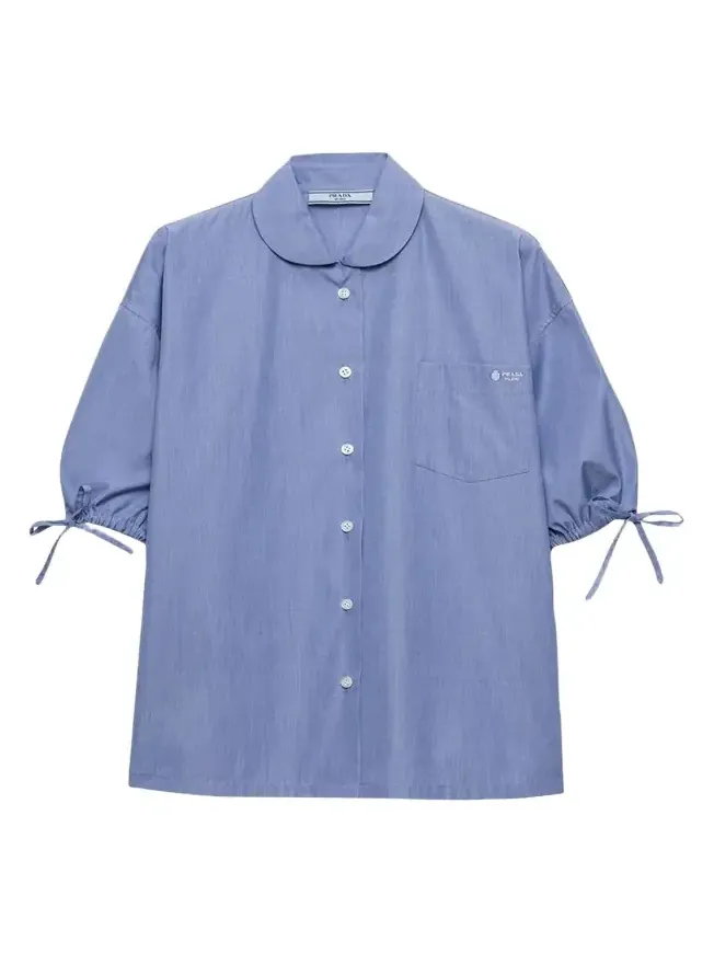 Puff-Sleeve Cotton Button-Down Top Puff-Sleeve Cotton Button-Down Top