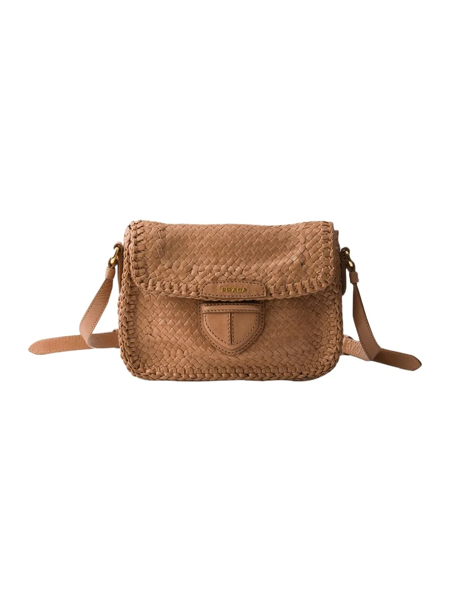 Prada Madras Woven Leather Crossbody Bag