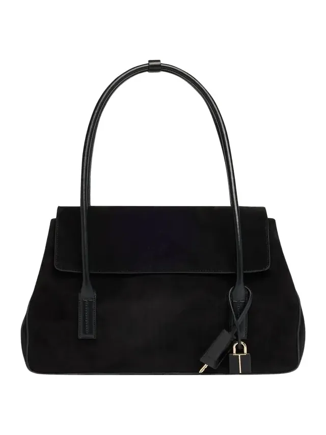 Eclipse Medium Suede & Leather Shoulder Bag Eclipse Medium Suede & Leather Shoulder Bag