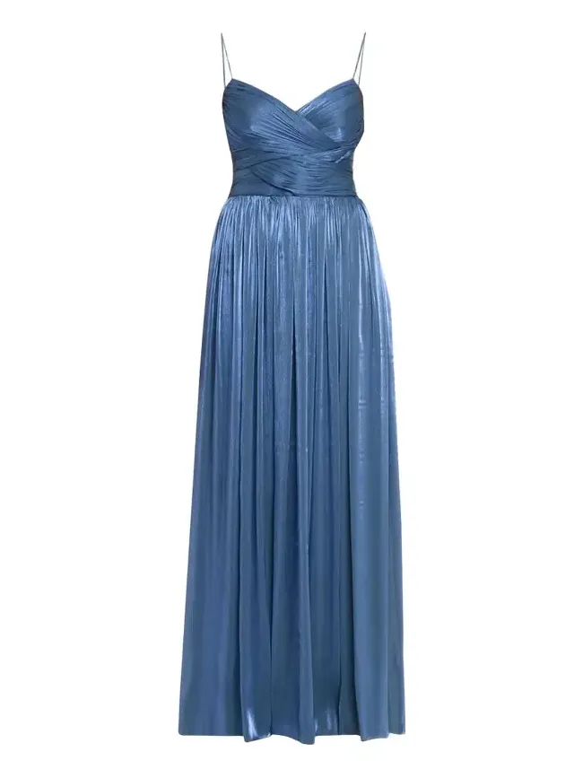 Sireen Metallic Georgette Sleeveless Crisscross Gown