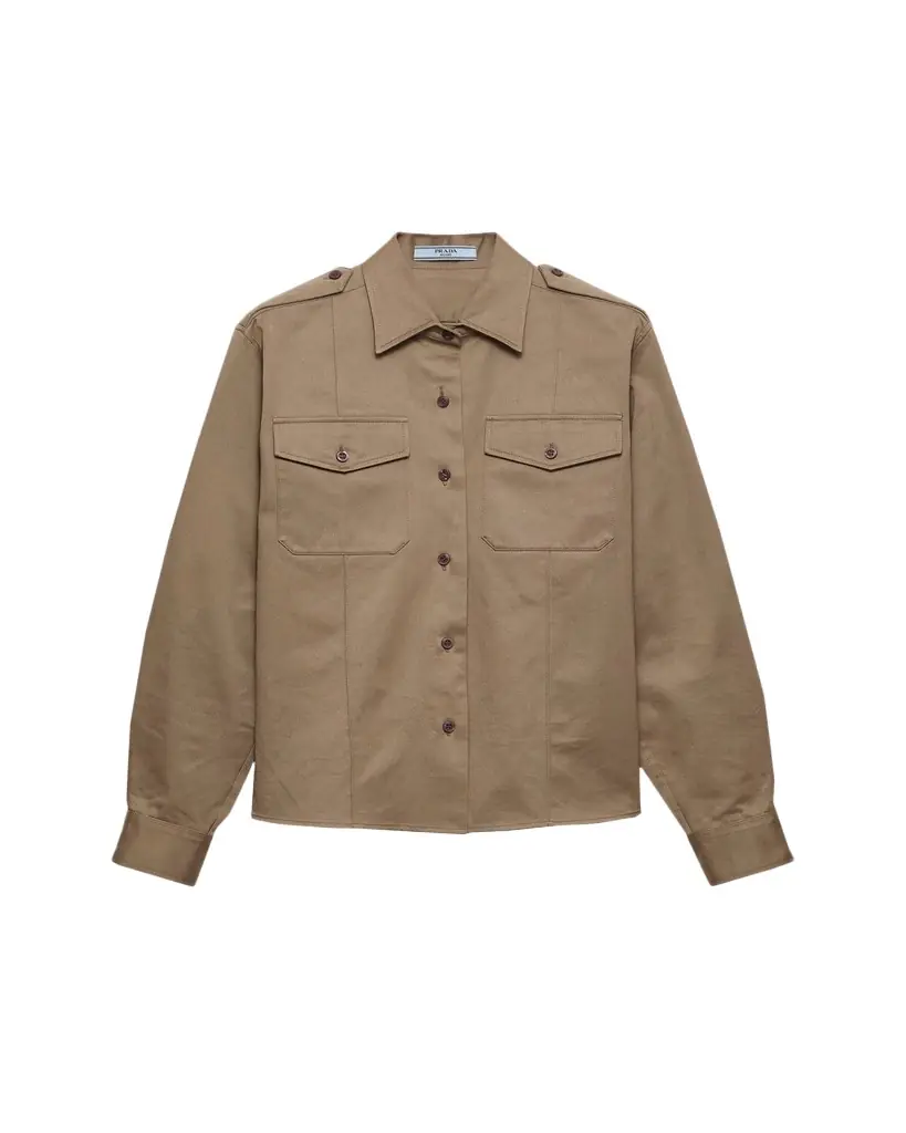 Prada Long-Sleeve Cotton Twill Utility Shirt | Image 1 Prada Long-Sleeve Cotton Twill Utility Shirt | Image 1