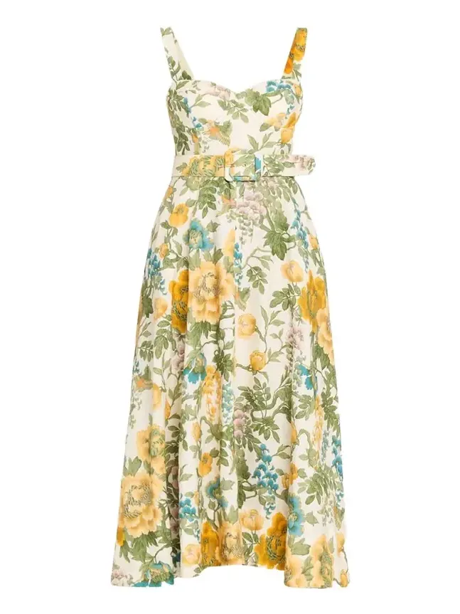 Calypso Floral Linen Midi Dress Calypso Floral Linen Midi Dress