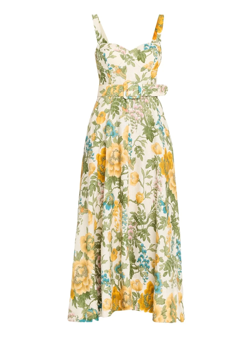Calypso Floral Linen Midi Dress