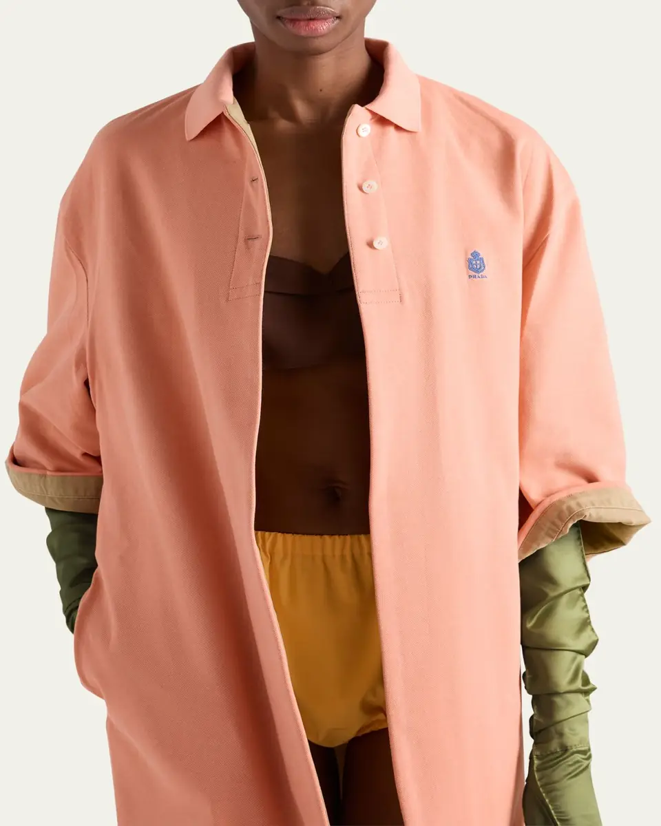 Prada Old Pique 3/4-Sleeve Polo Shirt Jacket | Thumbnail 4 Prada Old Pique 3/4-Sleeve Polo Shirt Jacket | Thumbnail 4