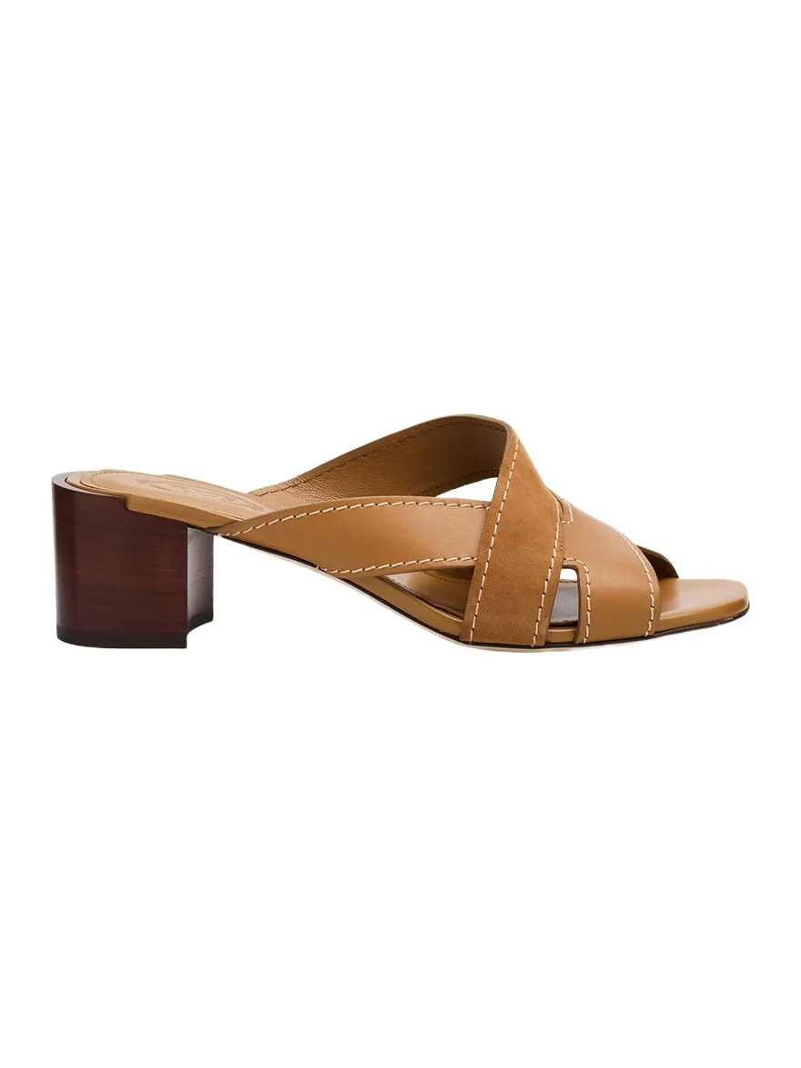 Tod's 55mm Mixed Leather Block-Heel Sandals