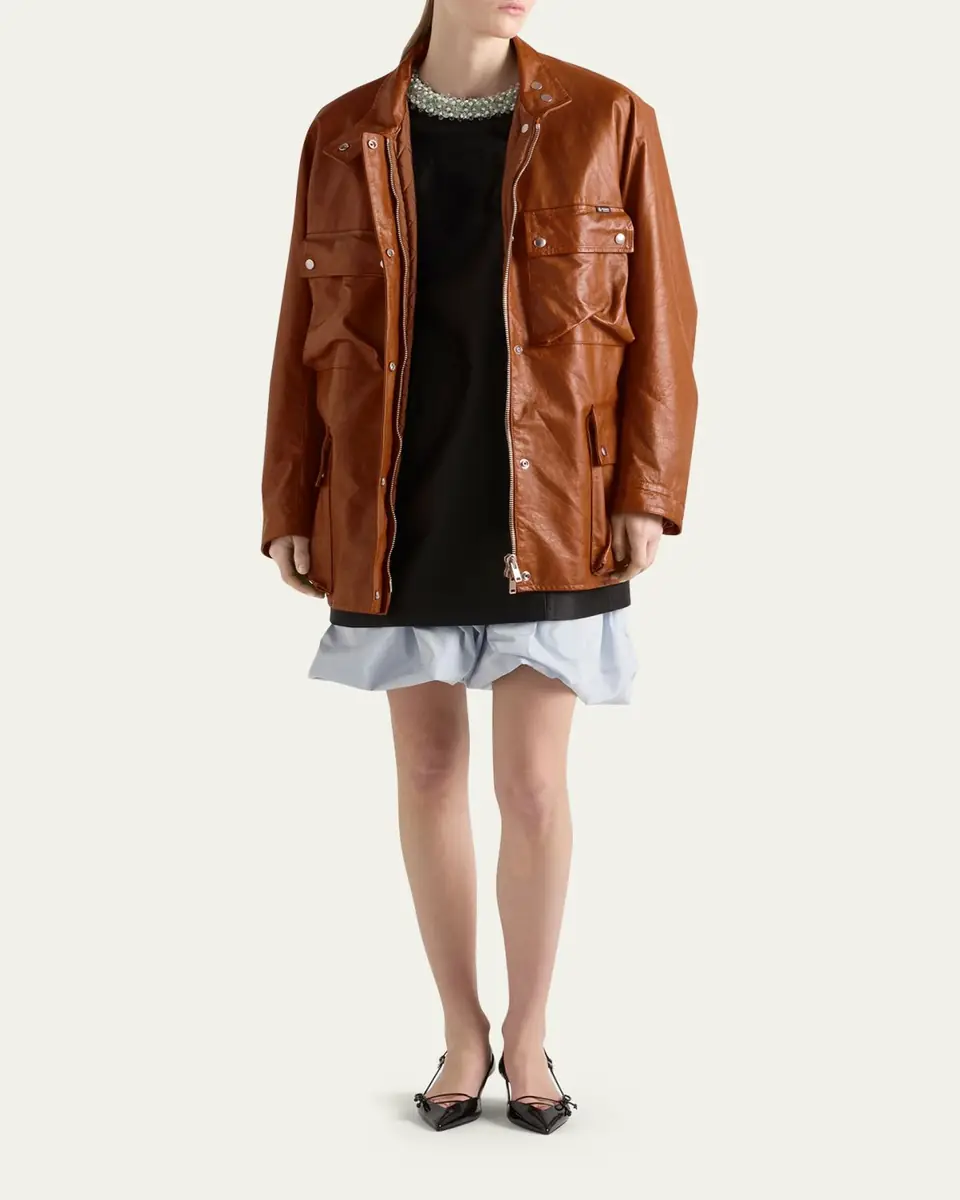 Prada Vitello Leather Old Utility Jacket | Thumbnail 2 Prada Vitello Leather Old Utility Jacket | Thumbnail 2