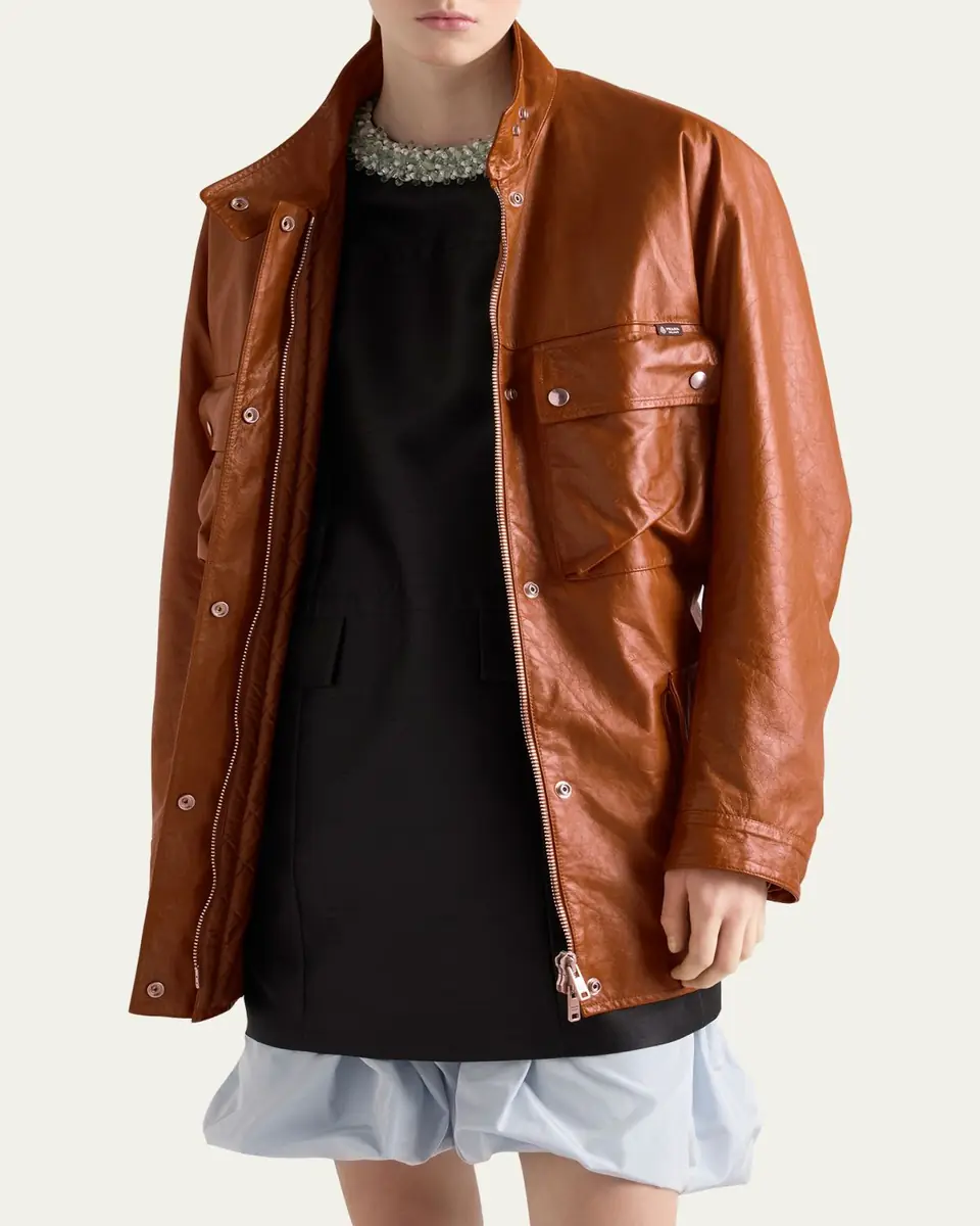 Prada Vitello Leather Old Utility Jacket | Thumbnail 4 Prada Vitello Leather Old Utility Jacket | Thumbnail 4