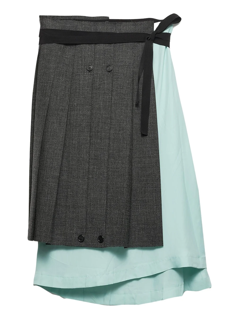Prada Pleated Wool Patchwork Midi Skirt