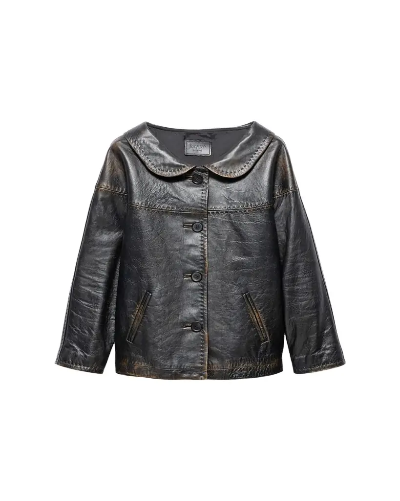 Prada Nappa Leather Single-Breasted Jacket | Image 1 Prada Nappa Leather Single-Breasted Jacket | Image 1